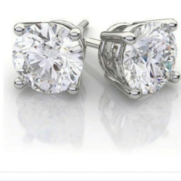 NEW Gift Ready 4 Karat Total Lab Diamonds .925 Sterling Silver New Box Earrings - Picture 1 of 10